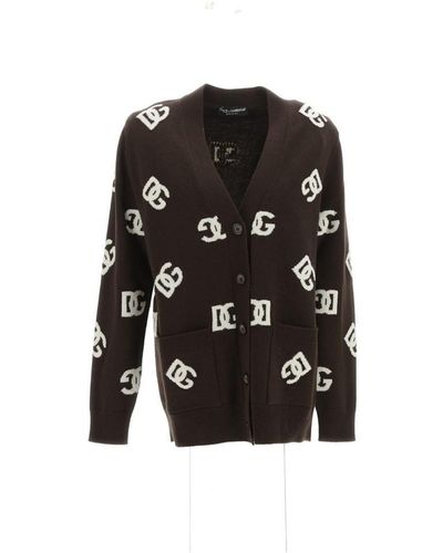 Dolce & Gabbana Monogram Wool Cardigan - Black