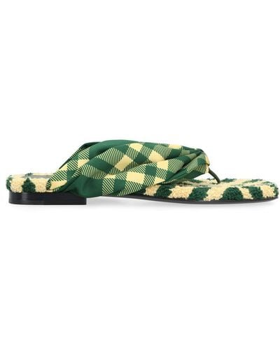 Burberry Check Fabric Slides - Green