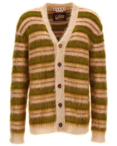 Marni Striped Mohair Cardigan Sweater, Cardigans - Yellow