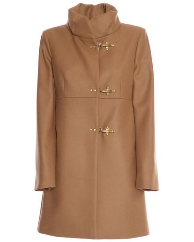 Fay Single-Breasted Coat - Brown