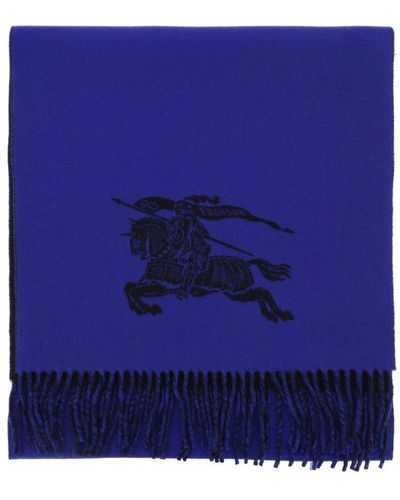 Burberry Reversible Cashmere Scarf With Ekd - Blue