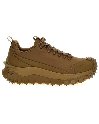 Moncler Trailgrip Low-top Sneakers In Embossed Nylon - Brown