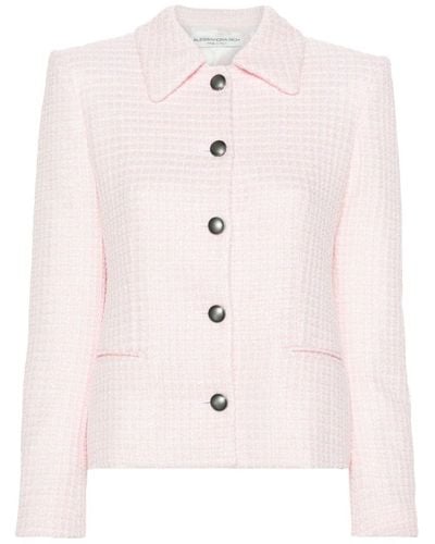 Alessandra Rich Sequin Checked Tweed Jacket - Pink