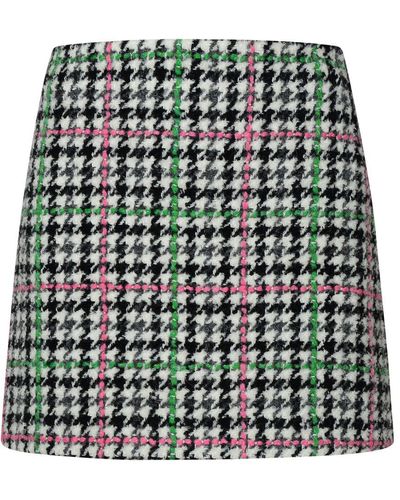 MSGM Multicolored Wool Skirt - Green