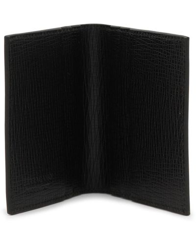 Ferragamo Leather Metal Plaque Wallet - Black