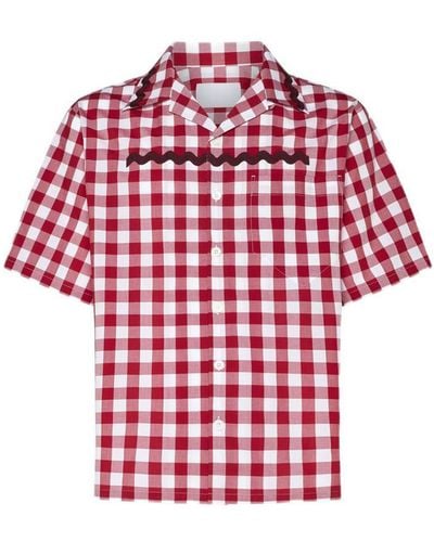 Prada Gingham Print Cotton Shirt - Red