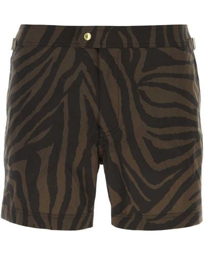 Tom Ford Printed Polyester Swimming Shorts - Grey