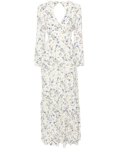 Liu Jo Long Viscose Dress With Floral Print - White