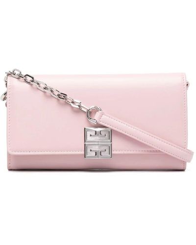 Givenchy 4g Wallet In Box Leather With Chain - Pink