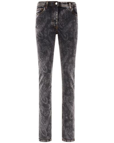 Etro Skinny Paisley Jeans - Grey