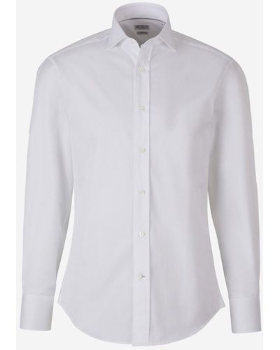 Brunello Cucinelli Plain Cotton Shirt - White