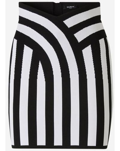 Balmain Striped Mini Skirt - Black