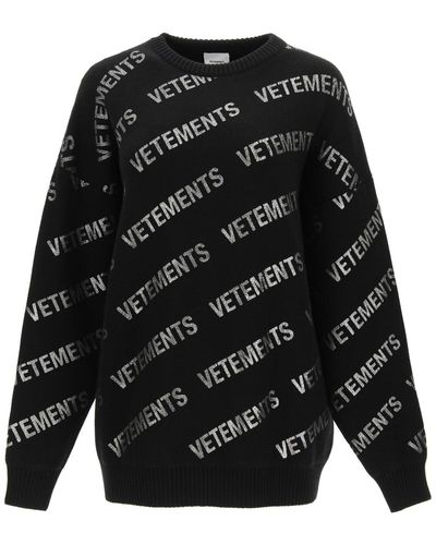 Vetements Monogram Silver Lurex Sweater - Black