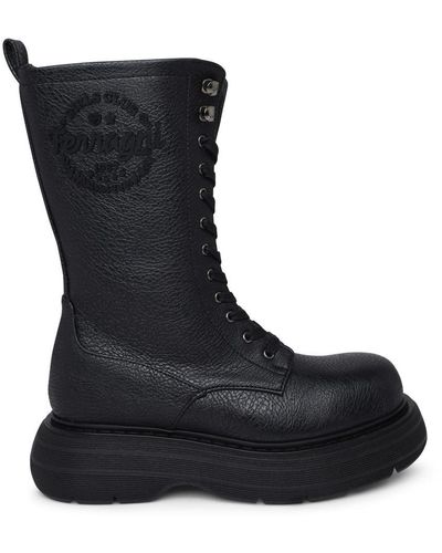 Chiara Ferragni 'ghirls' Black Hammered Leather Amphibious Boots