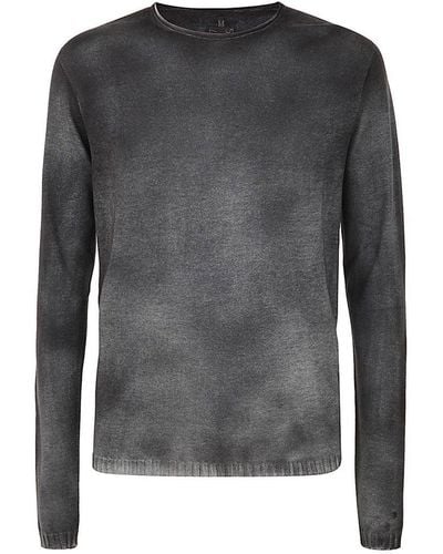 MD75 Regular Crew Neck Sweater With Ribbed Neck - Grey