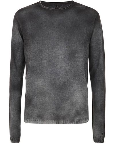 MD75 Regular Crew Neck Sweater With Ribbed Neck - Gray