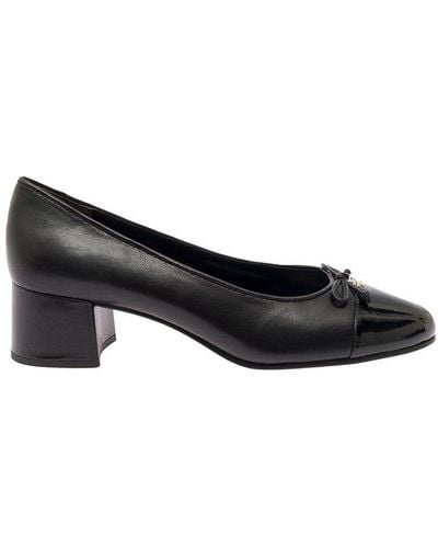 Tory Burch Court Shoes With Bow And Logo Detail - Black