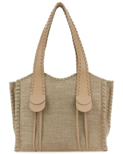 Chloé Leather Mony Tote Bag - Natural
