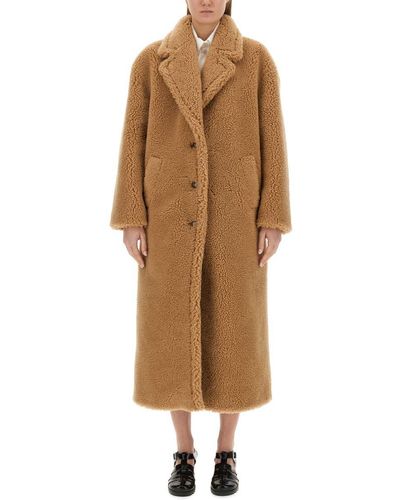 Moschino Jeans Furry Effect Coat - Natural