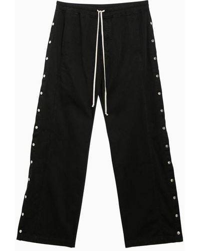 Rick Owens Drkshdw Wide Trousers With Metal Buttons - Black