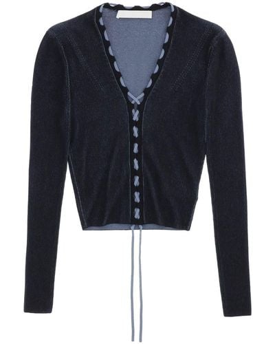 Dion Lee Two Tone Lace Up Cardigan - Blue