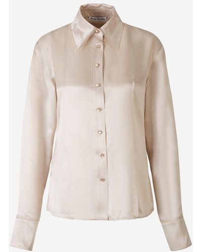 Acne Studios Tulle And Silk Shirt - Natural