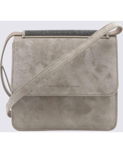 Brunello Cucinelli Ice Suede Crossbody Bag - Gray