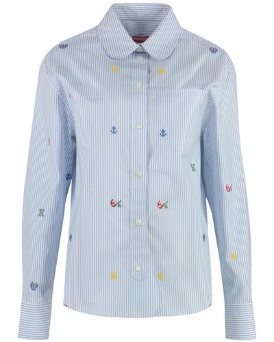 KENZO Printed Cotton Shirt - Blue