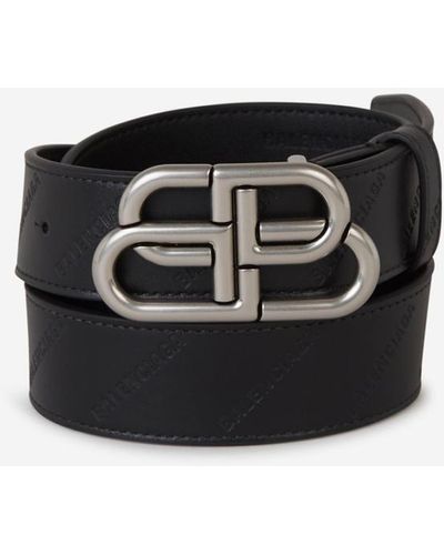 Balenciaga Monogram Leather Belt - Black