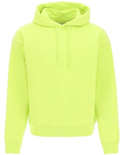 Martine Rose Neon Yellow Sweatshirt With Hooie And Logo On The Back - Multicolor