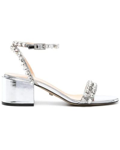 Mach & Mach Audrey Crystal Round Toe Mirror Sandal Shoes - White