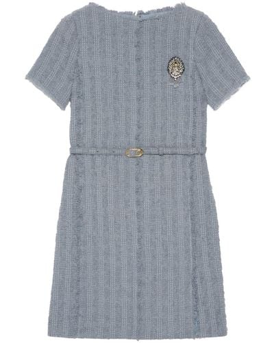 Gucci Wool Tweed Mini Dress - Grey