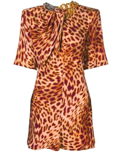 Stella McCartney Leopard-print Mini Dress - Orange