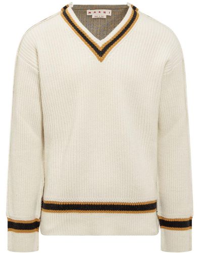 Marni V-Neck Sweater - Natural