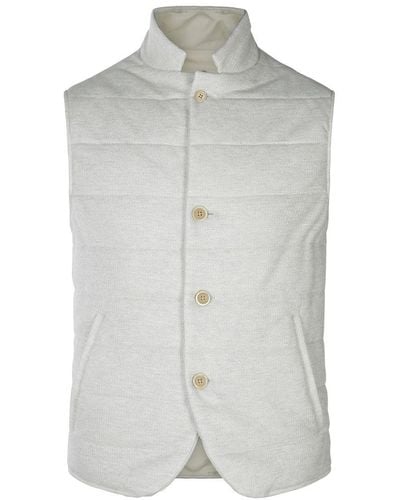 Eleventy Platinum Reversible Silk-Cashmere Vest, Coats