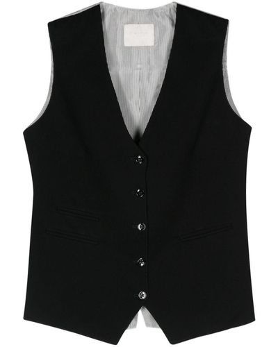 Circolo 1901 Striped Pattern Vest - Black