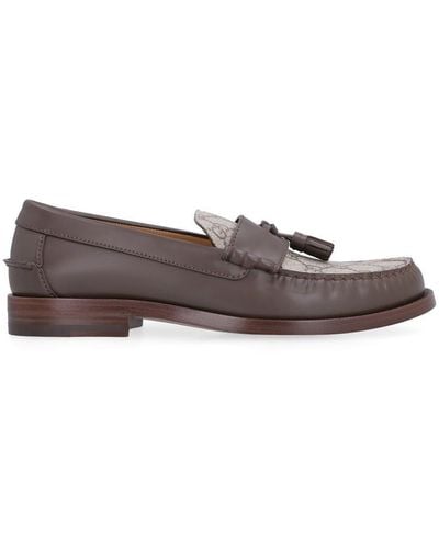 Gucci Leather Loafers With Decorative Tassels - Brown