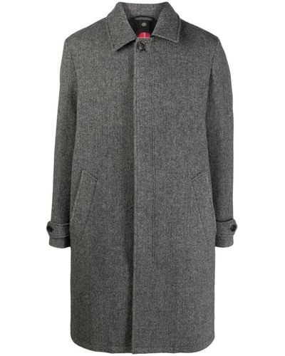 Baracuta Herringbone-pattern Virgin Wool Coat - Grey
