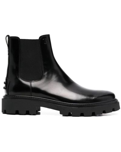 Tod's Chelsea Leather Ankle Boots - Black
