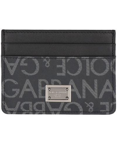 Dolce & Gabbana Logo Detail Leather Card Holder - Grey