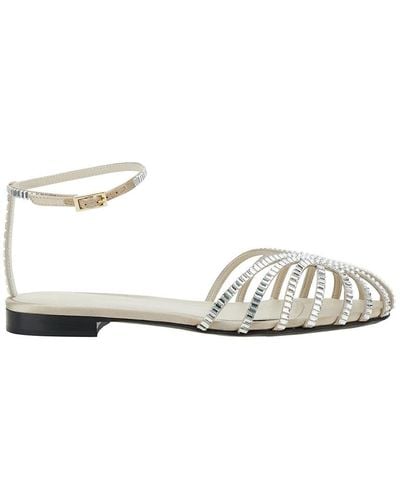 ALEVI 'rebecca' White Sandals With Crystals In Viscose And Silk Woman