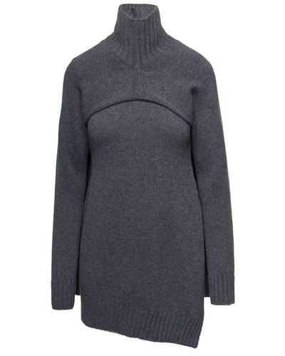 Jil Sander Two-Piece Sweater With High-Neck - Blue