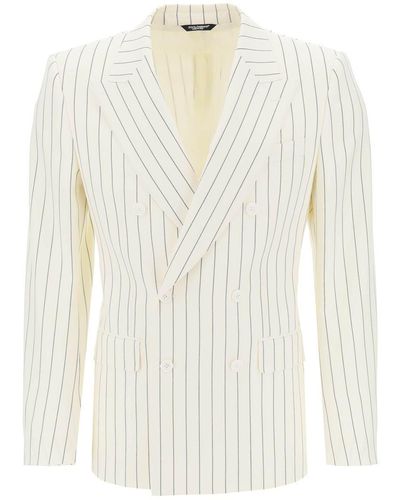 Dolce & Gabbana Double-Breasted Pinstripe - White