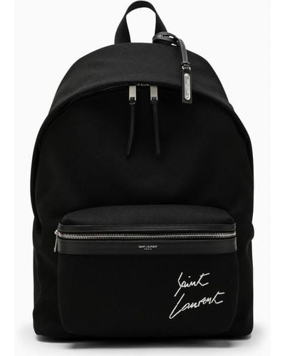 Saint Laurent City Backpack With Embroidery And Trim - Black