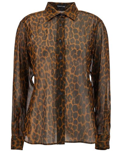 Tom Ford Leopard Print Shirt - Brown