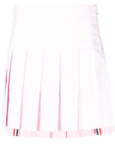 Thom Browne Pleated Cotton Miniskirt - Pink