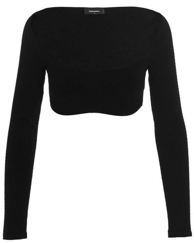 DSquared² Ribbed Cropped Sweater - Black