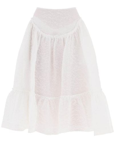 Simone Rocha Cloqué Yoke Skirt - White