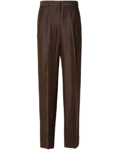 MSGM Linen Blend Trousers - Brown