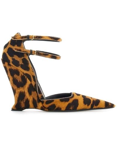 Ferragamo Vidya 105mm Leopard-pattern Leather Court Shoes - Metallic